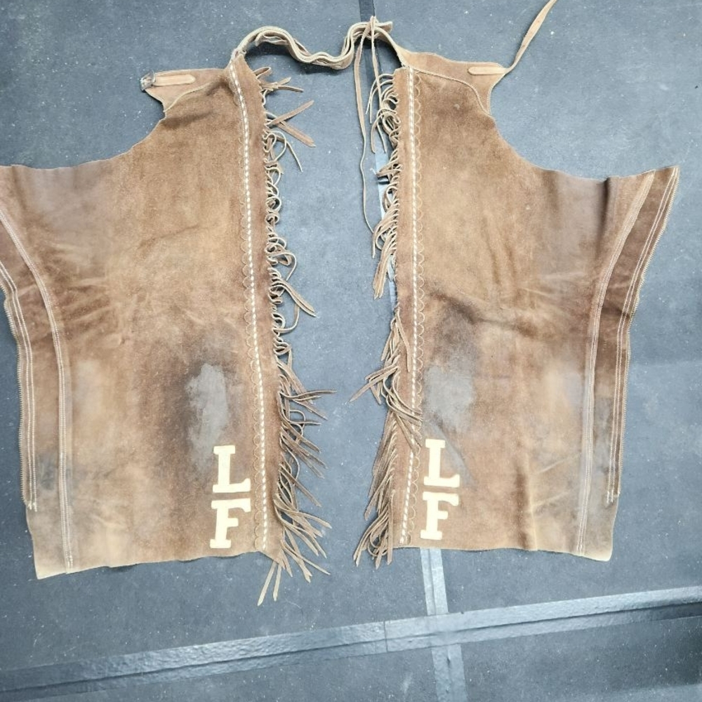 Brown Suede Fringe Rodeo CHAPS with LF Letters